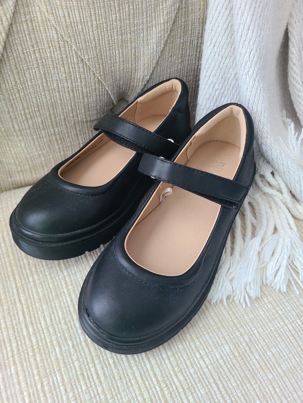 NEW Classic Black Mary Jane Kids Shoes - Comfortable School Uniform Flats - 12